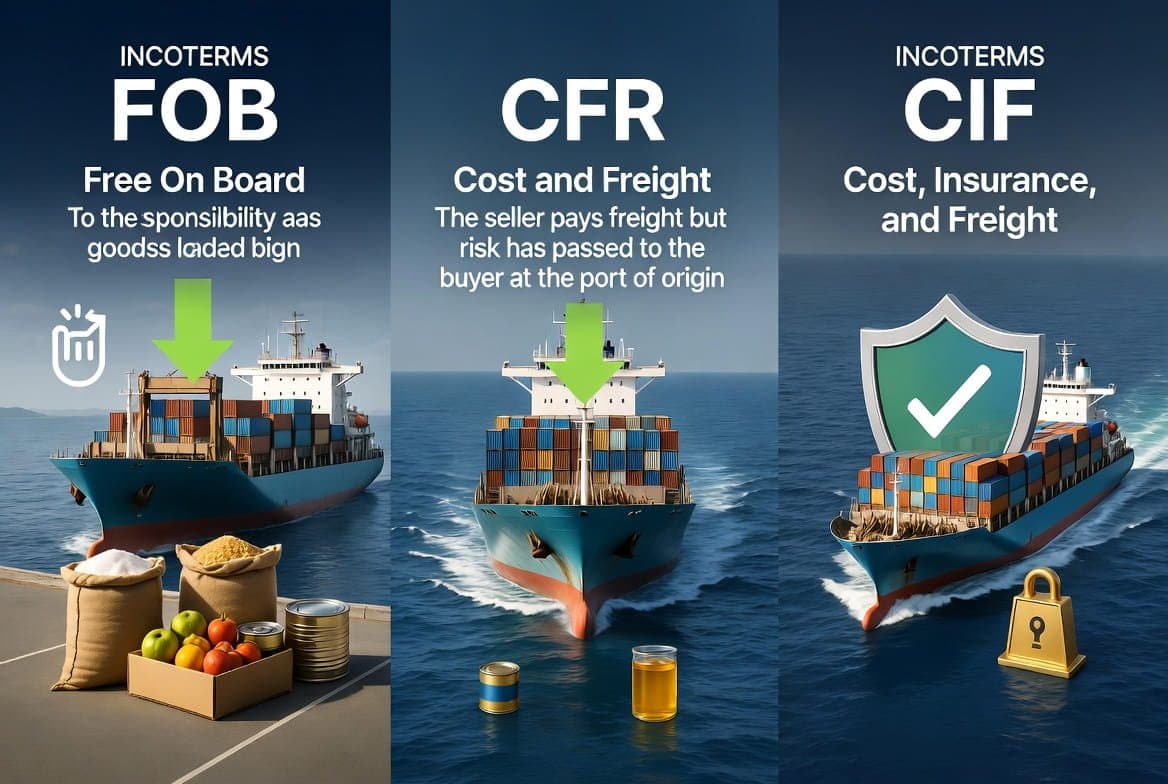 FOB, CIF o CFR: guía de Incoterms para importadores de alimentos Incoterms